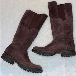 Timberland Brown Suede 14” Tall Stretch Mid Calf Zip Casual Boots Shoes